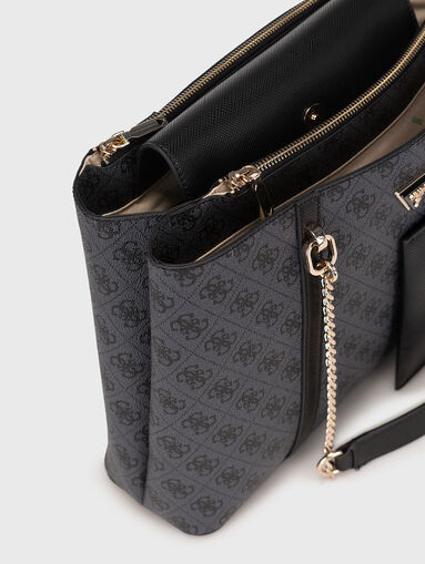 Bag with monogram pattern in beige - 5