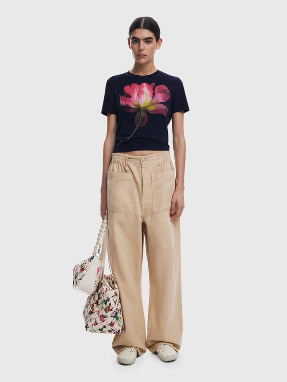 Cotton T-shirt with floral print - 2