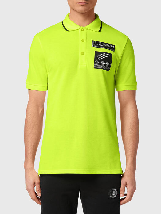 Polo shirt in black with contact logo print