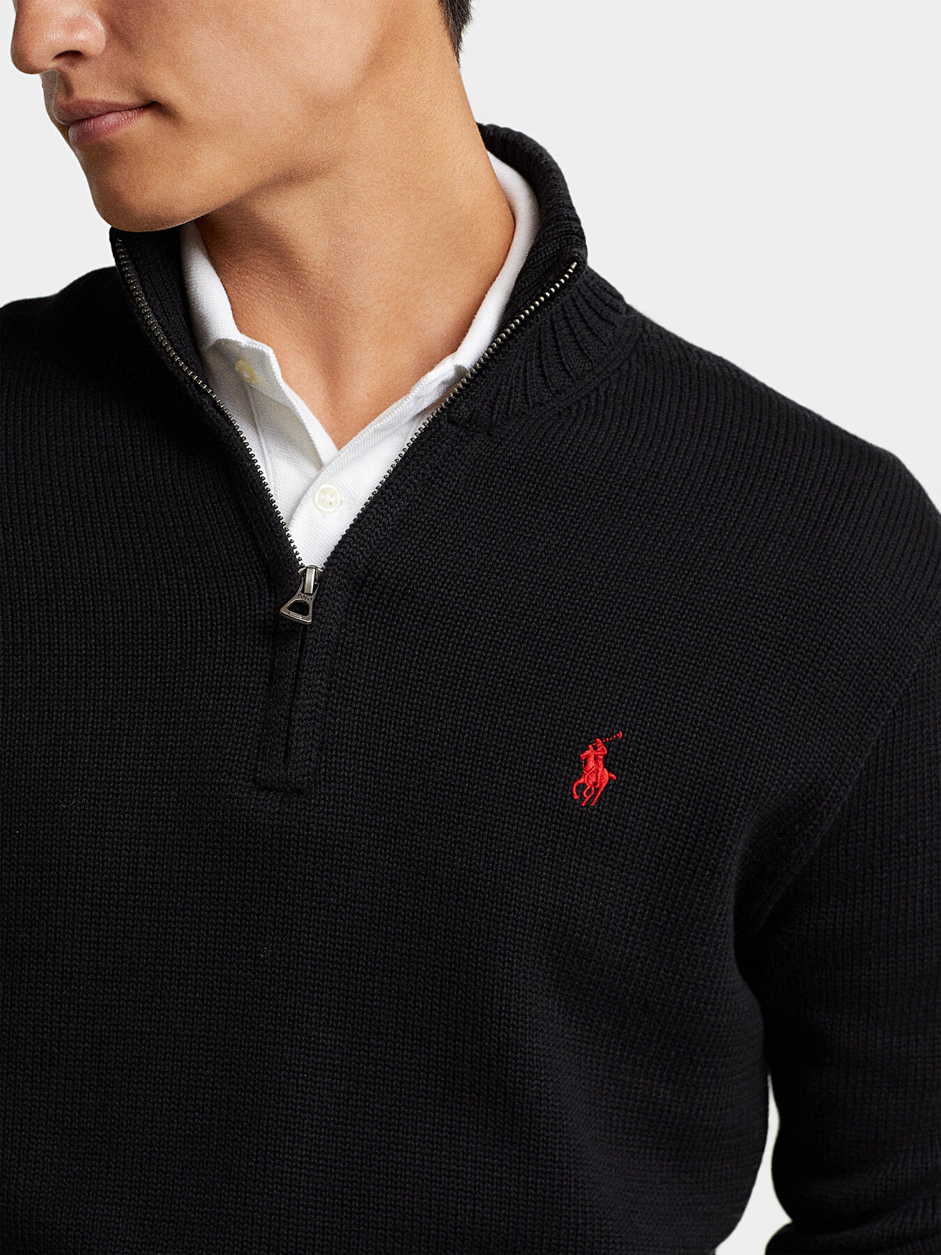 Cotton sweater with turtleneck and zip brand POLO RALPH LAUREN