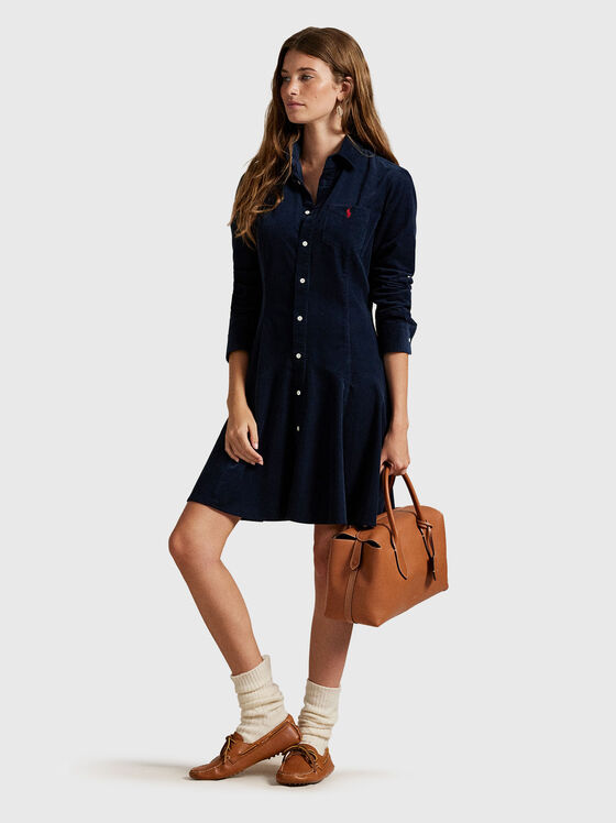 Мини рокля от кадифе с дълъг ръкав - 1