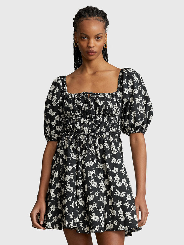 IZY cotton mini dress with puff sleeves - 1