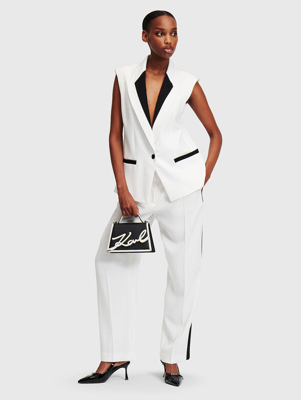 White trousers with contrast trims - 4