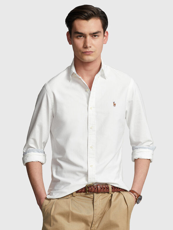 Logo-embroidered white shirt  - 1