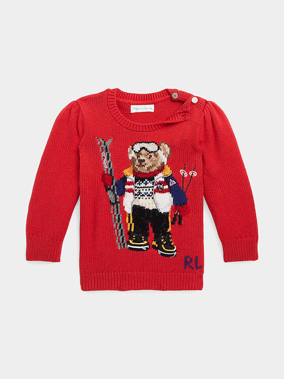 Плетен пуловер с Polo Bear мотив - 1