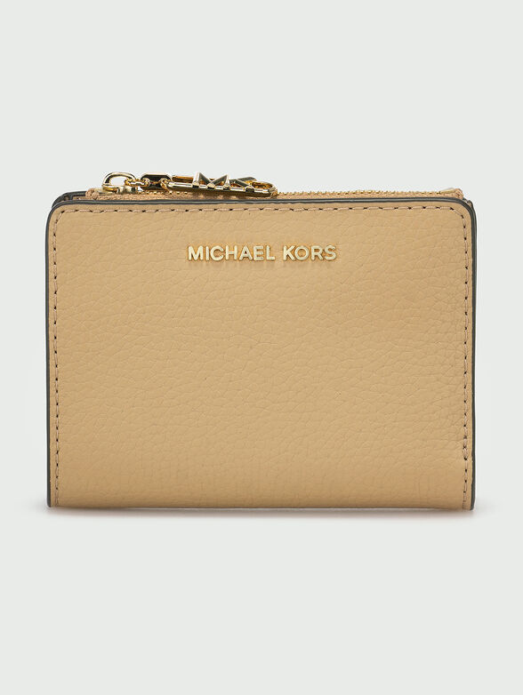 Wallet with logo detail in beige - 1