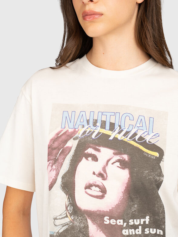 Cotton T-shirt with an accent print - 4