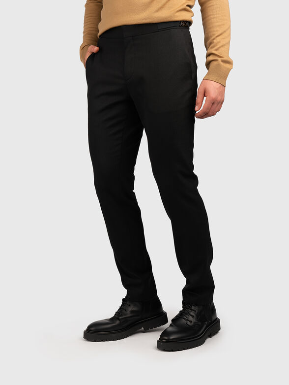 Black wool blend trousers - 1