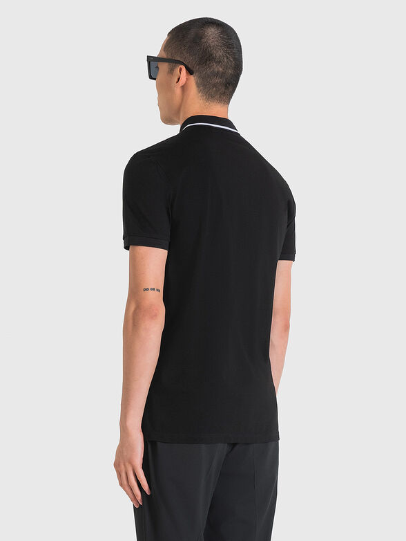 Black slim fit polo shirt with print - 2