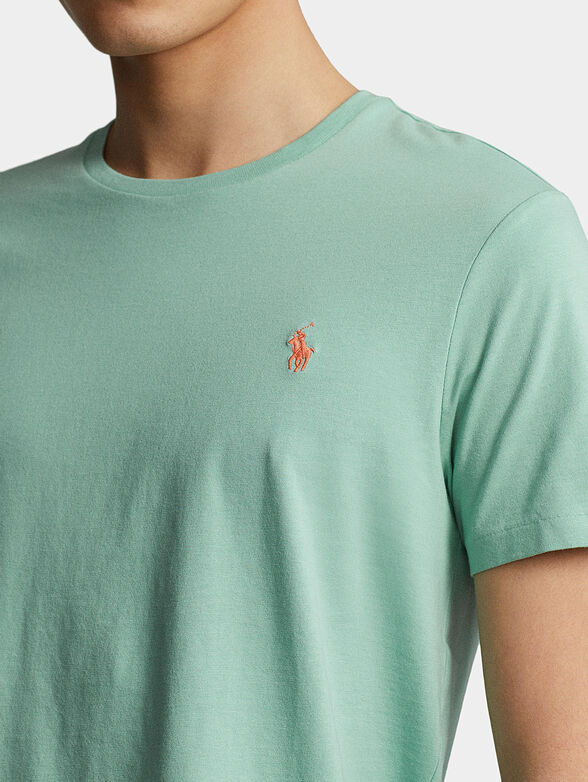 Green cotton T-shirt with logo - 4