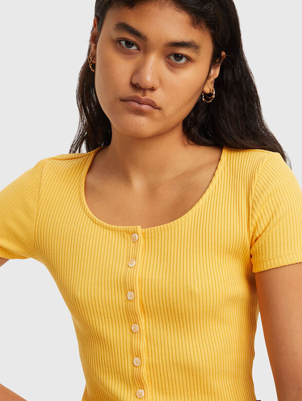 AMBER short yellow top with buttons - 3