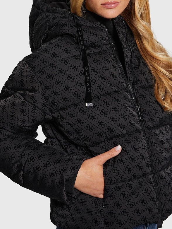 DAISY black puffer jacket with monogram print - 5