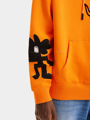 Orange hooded sweatshirt with pockets - 5