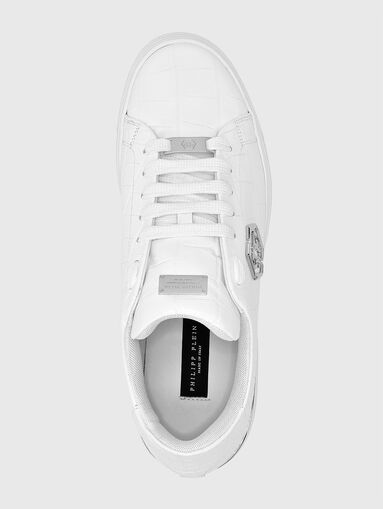 Dark blue leather sneakers - 5