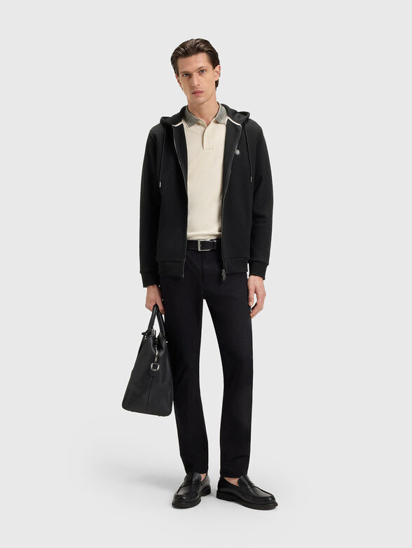 Cotton sweatshirt with hood in black - 2