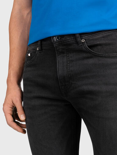 Black cotton blend jeans - 3