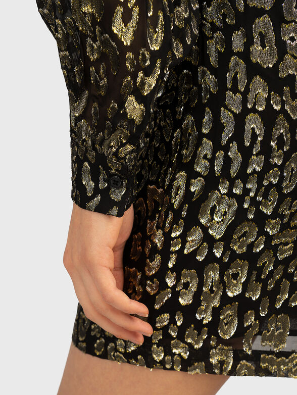 Animal print dress with golden accents - 4