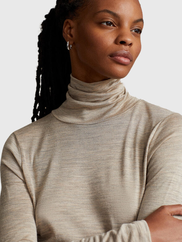 Wool blend dress with polo collar - 3