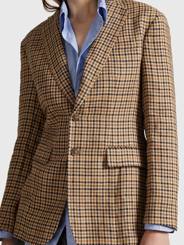 Checked linen jacket - 4