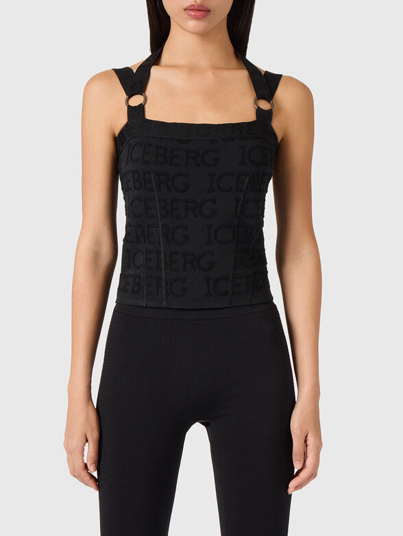 Knitted top with embossed logo lettering - 1