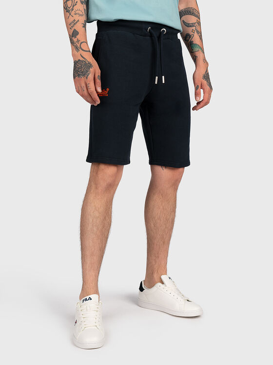 Тъмносини къси панталони с лого бродерия - 1