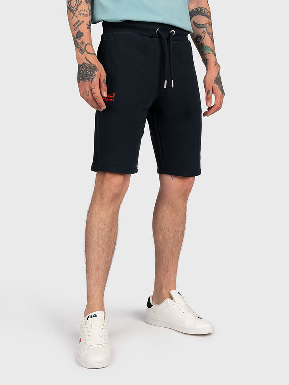 Navy blue shorts with logo embroidery - 1