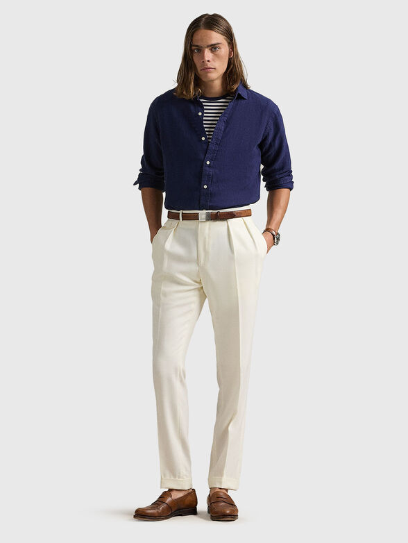 Navy blue linen shirt - 2