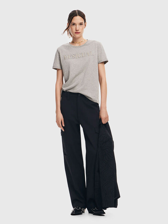 BRANDY T-shirt with embossed logo in grey - 2