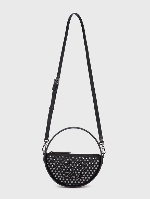 Leather crossbody bag with rhinestones - 2