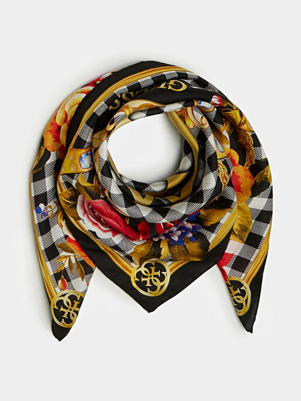 Silk blend scarf with floral print - 1