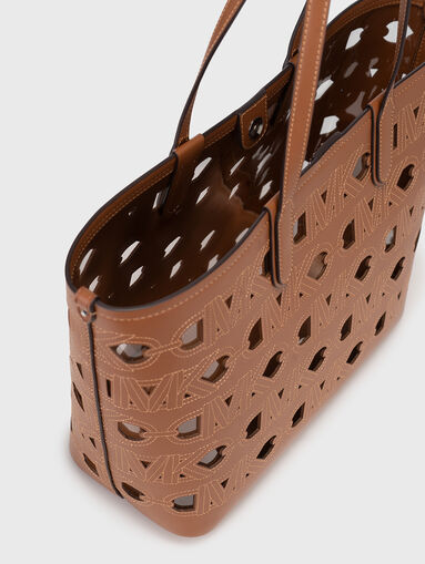 Perforated shopper bag in black  - 5