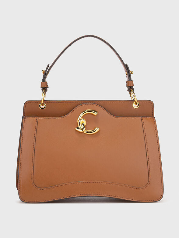 Beige leather bag with long strap - 1