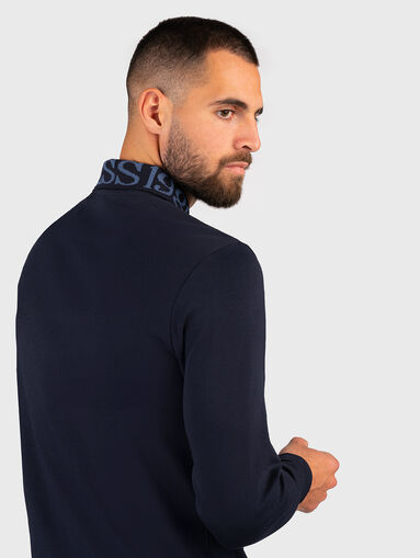 Long sleeve polo-shirt in dark blue color - 4