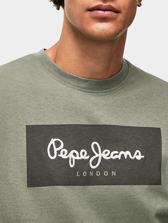 AARON green T-shirt with logo inscription - 4