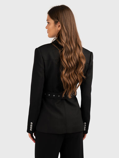 Wool blend blazer with waist belt  - 3