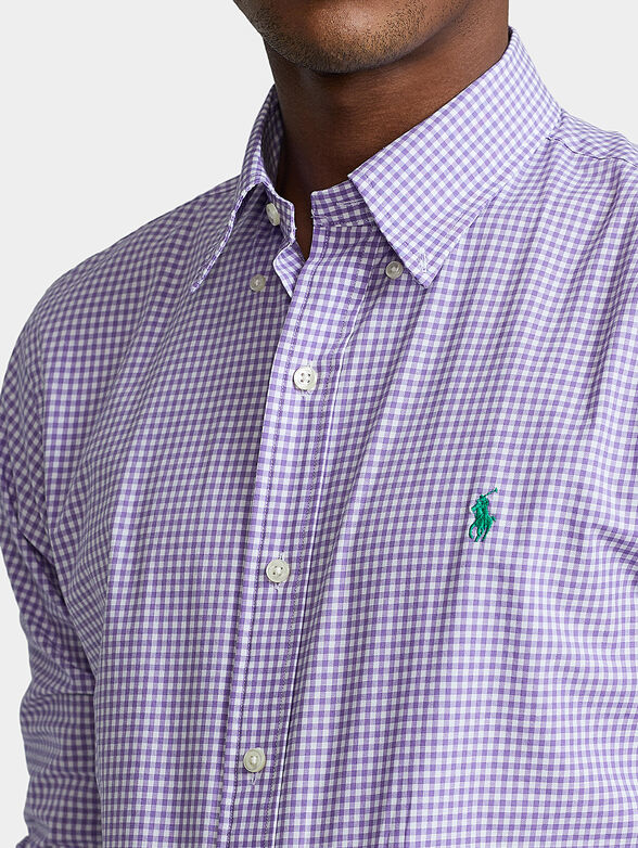 Plaid shirt in purple color - 3