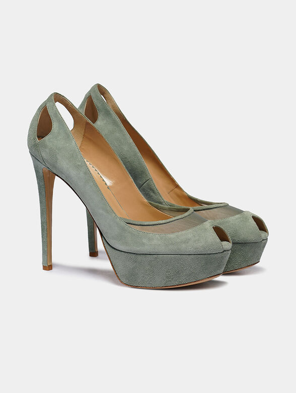 Suede high heel shoes in pale green - 4