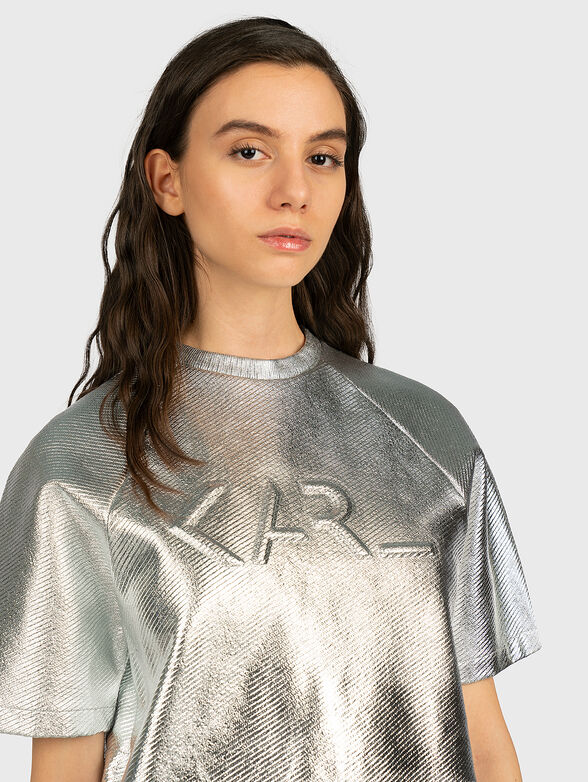 Silver dress with embossed logo - 3