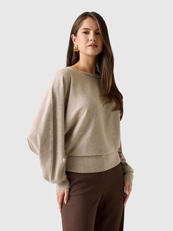 Cashmere blend sweater with chain - 1