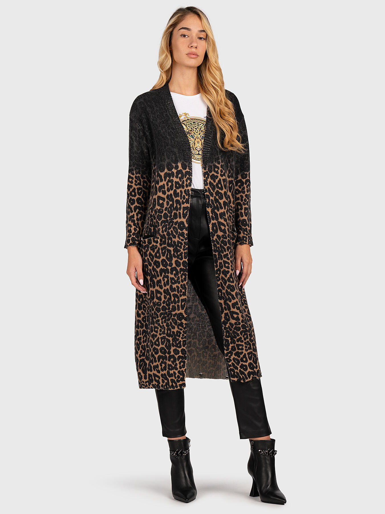 Long cardigan animal print shop