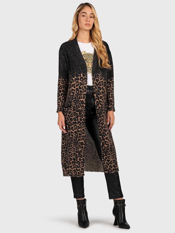 Long cardigan with leopard print - 1