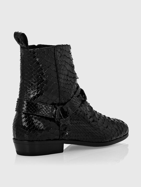Python leather flat boots - 3