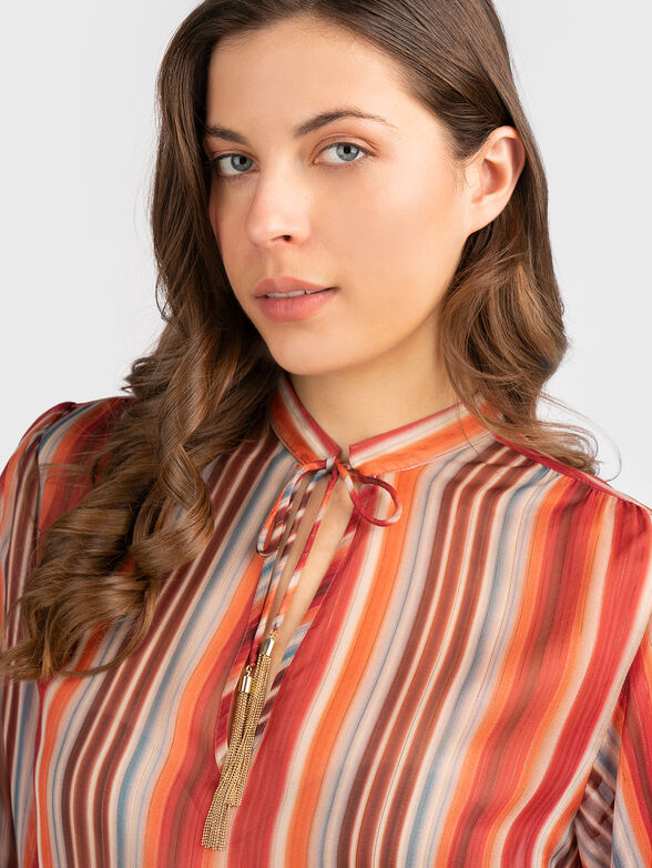 Multicoloured blouse with sheer effect - 4