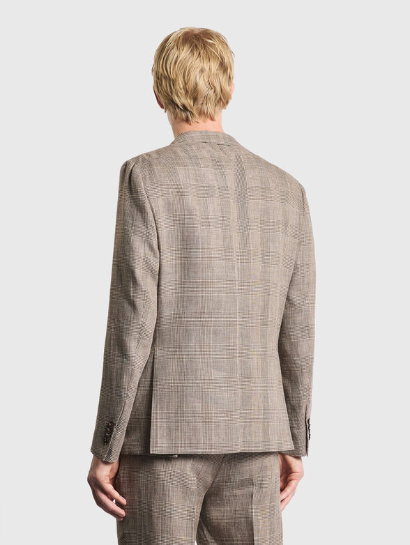 Checkered wool and linen jacket - 3