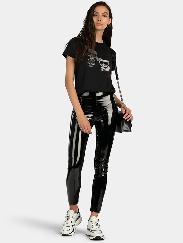 Cotton T-shirt with rhinestone logo print - 4