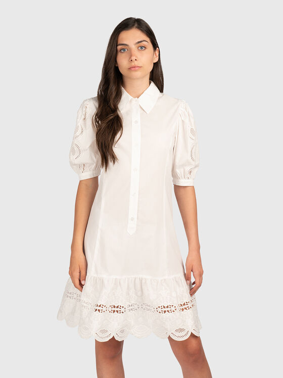 Cotton poplin dress with embroidery - 1