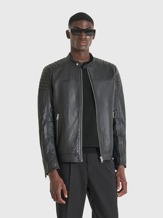 Leather biker jacket - 1