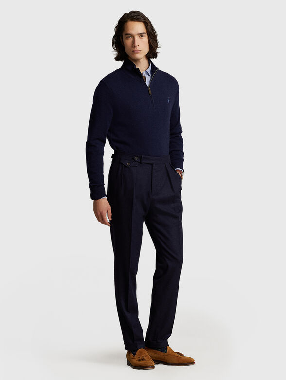 Wool sweater in dark blue color - 2