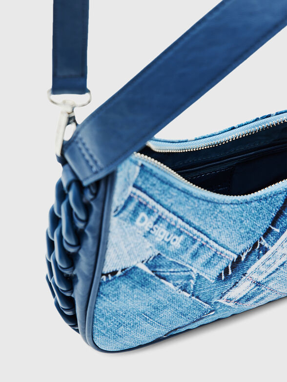 Bag with denim prind and long strap - 4