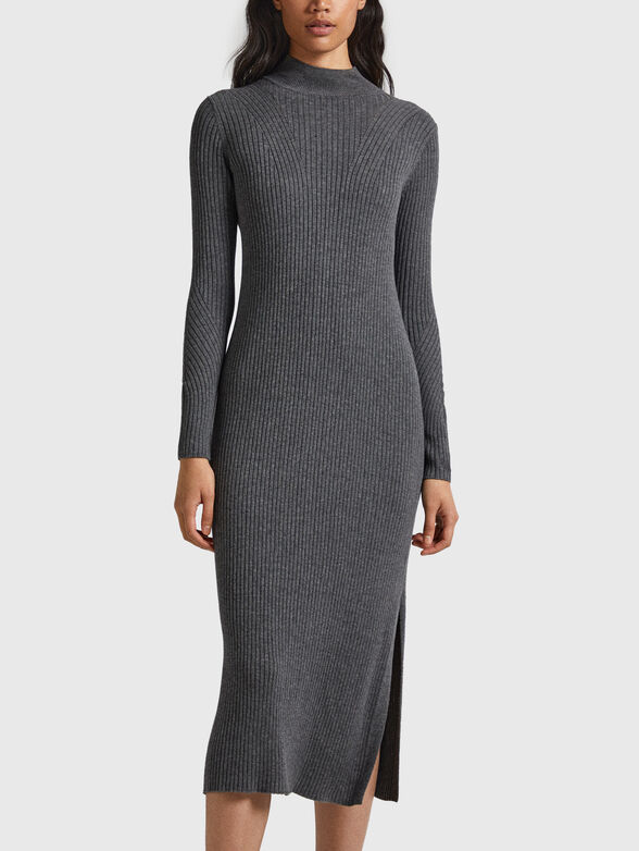 Black midi dress with slit  - 1